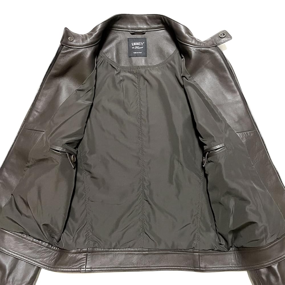 ライダース エンメティ JURI Silver Nappa Cerata メンズ EMMETI - JURI ラムスキン ナッパレザー シングル ライダース